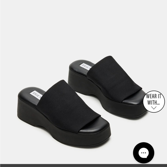 Steve Madden Slinky Black Platform Mules - Picture 1 of 6